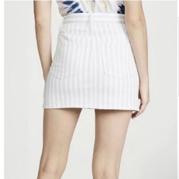 Madewell Stretch A-Line Mini Skirt in Pompano Stripe: Button-Front size 28 - Picture 3 of 14